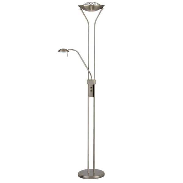 Illumine 71 in. Brass Floor Lamp with Frost Glass