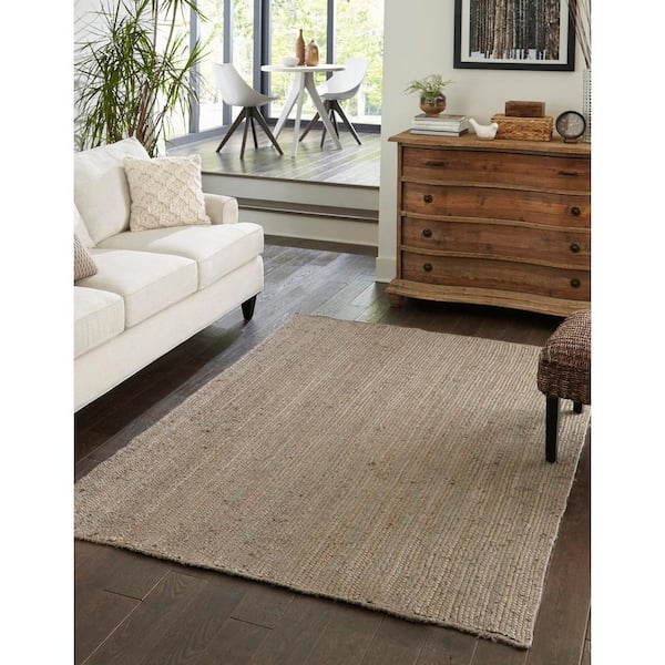 Braided Jute Dhaka Gray 12' 2 x 16' 1 Area Rug