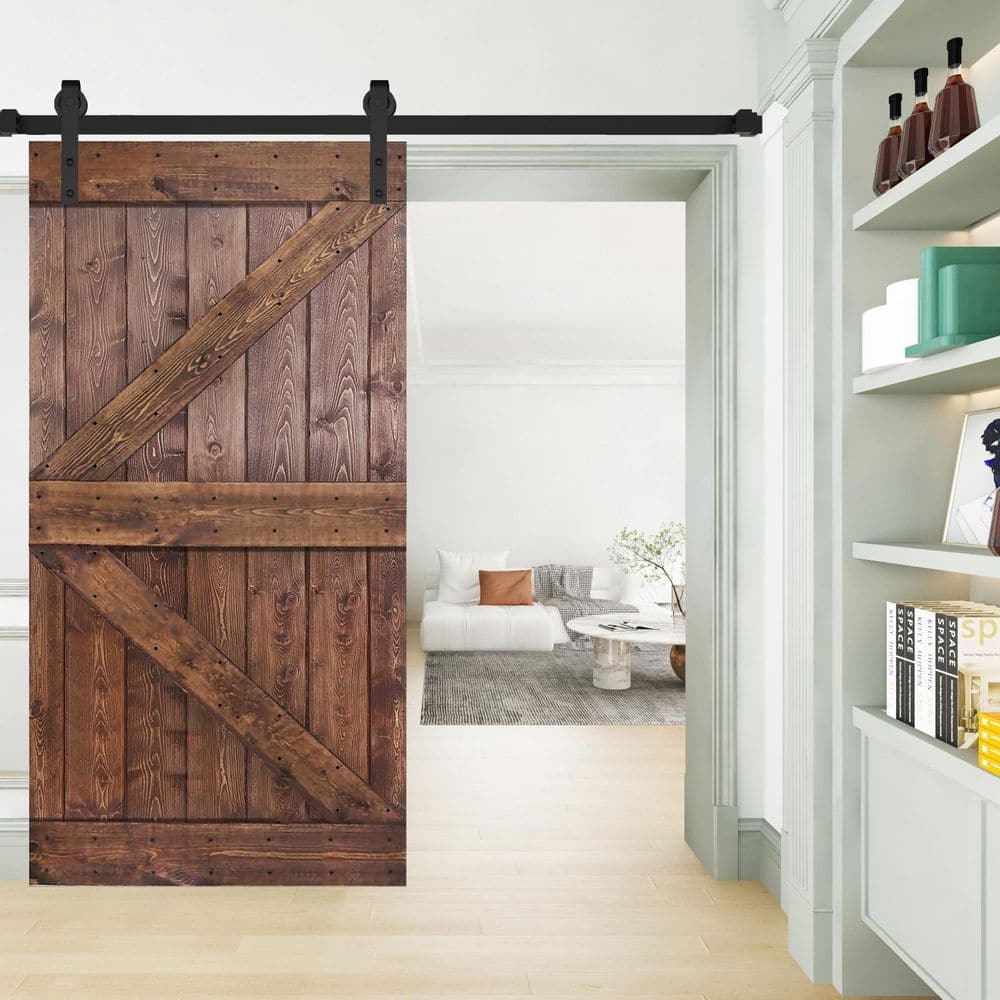 K Style 42" x 84" Dark Walnut Solid Wood Barn Door Slab