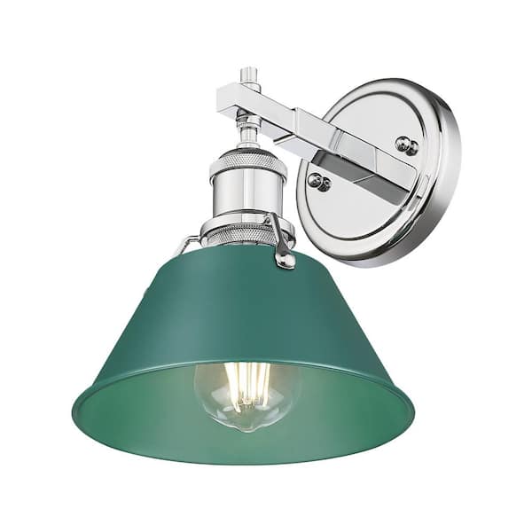 Golden Lighting Orwell 8.5 in. 1-Light Silver Vanity Light with Pine Green