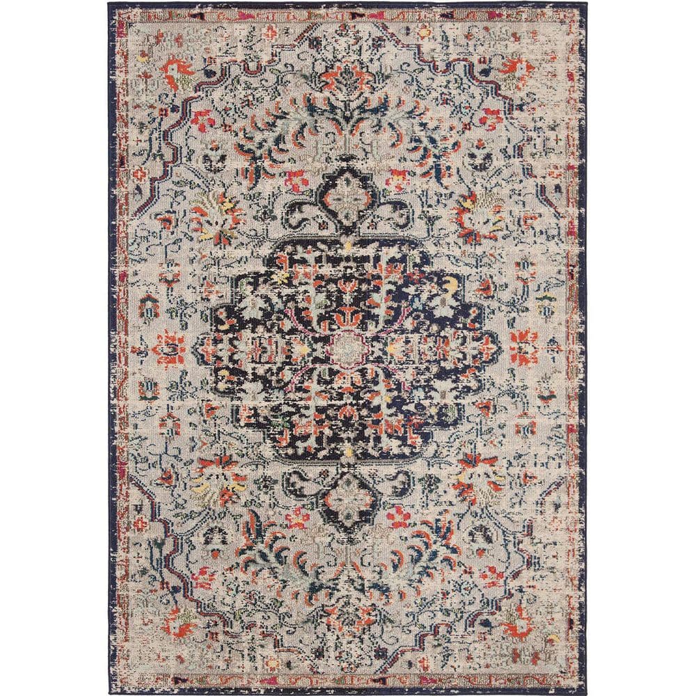 Beige Polypropylene 6 ft. x 9 ft. Geometric Indoor Area Rug