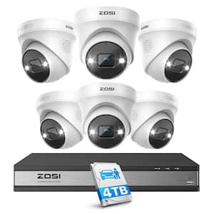 4K Ultra HD 16-Channel 8MP POE 4TB NVR Security Camera System with 6 Wired Spotlight Cameras, Starlight Night Vision