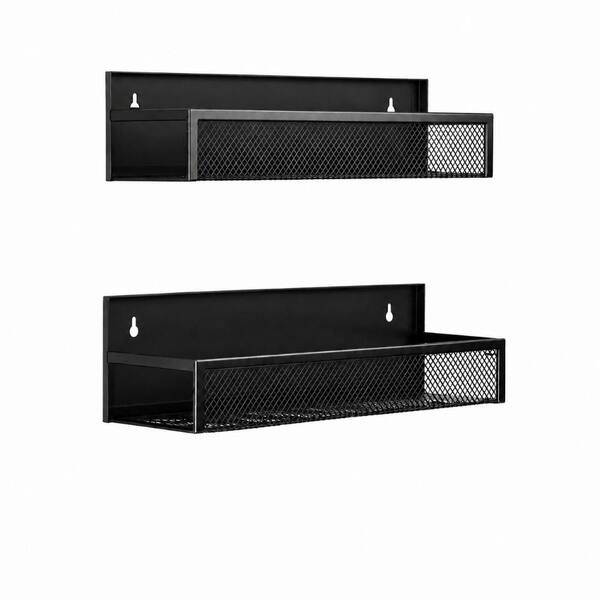 Magnetic Refrigerator Spice Rack 2-Pack with Moveable 4 Hooks and Guardrail, 12.2 x 3.9 x 3.15 in Black