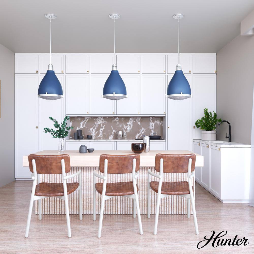 Hunter Bluff View 14" Indigo Blue Brushed Nickel 3-Light Pendant