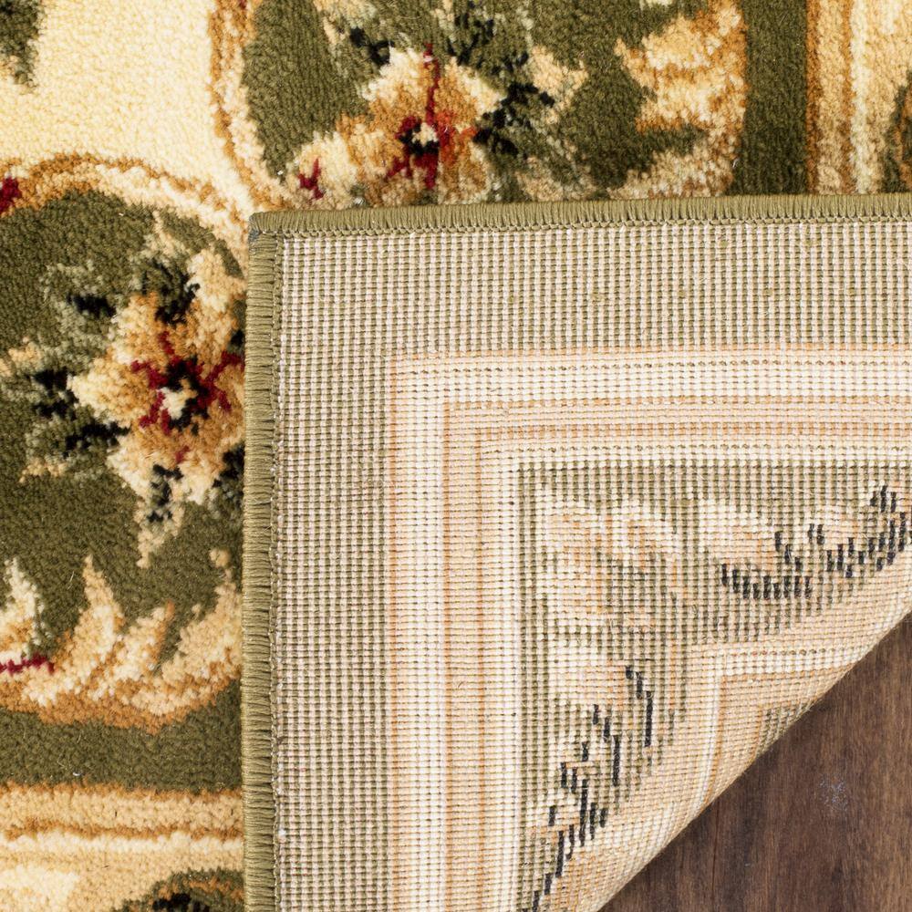 Sage and Ivory Floral Rectangular Synthetic Area Rug