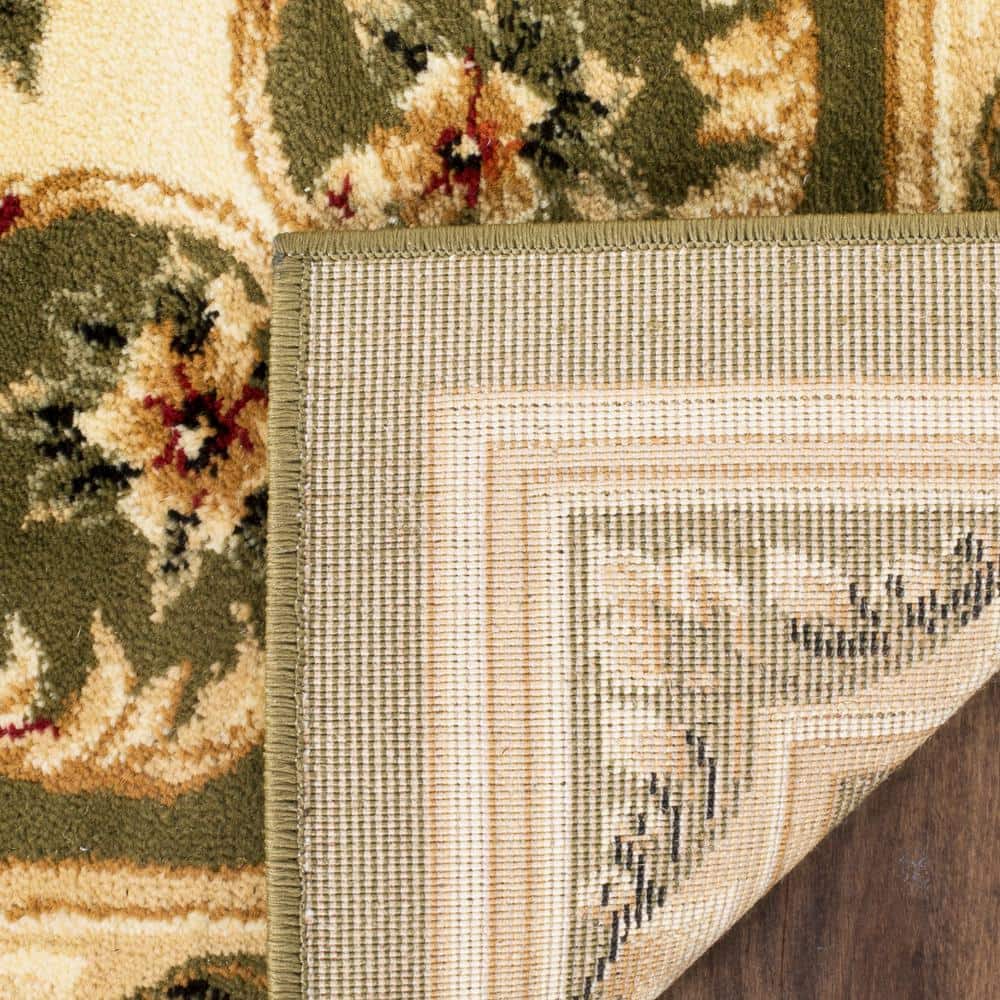 Sage and Ivory Floral Rectangular Area Rug, 8' x 11'