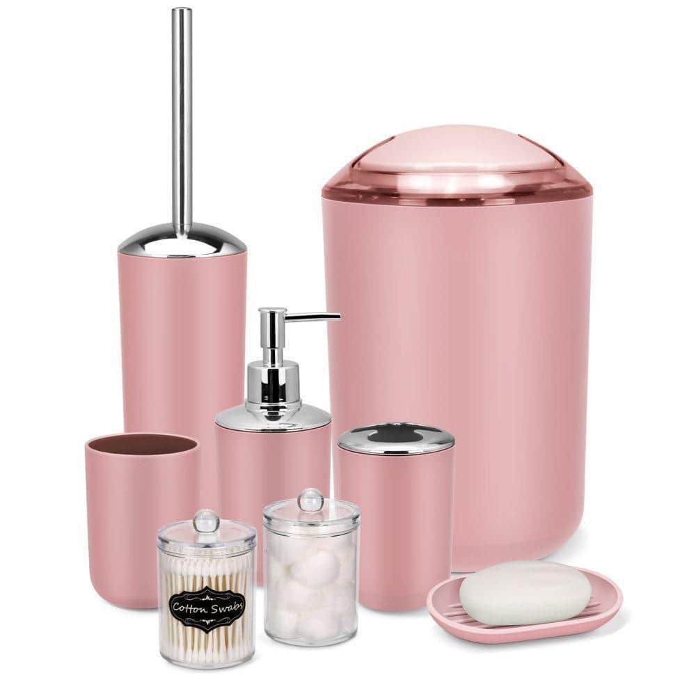 Dracelo 8-Piece Bathroom Accessory Set with Trash Can,Soap Dish