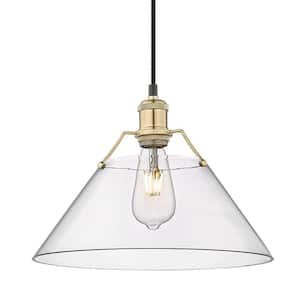 Orwell 1-Light Brushed Champagne Bronze Standard Pendant Light with Clear Glass Shade