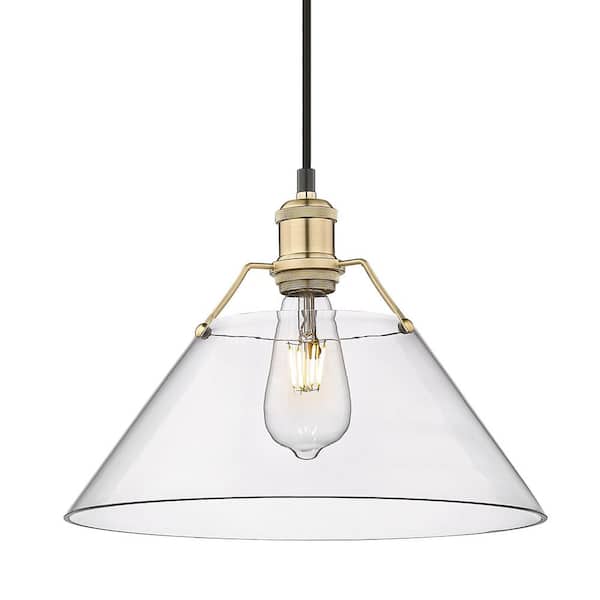 Golden Lighting Orwell 1-Light Brushed Champagne Bronze Standard Pendant Light with Clear Glass Shade