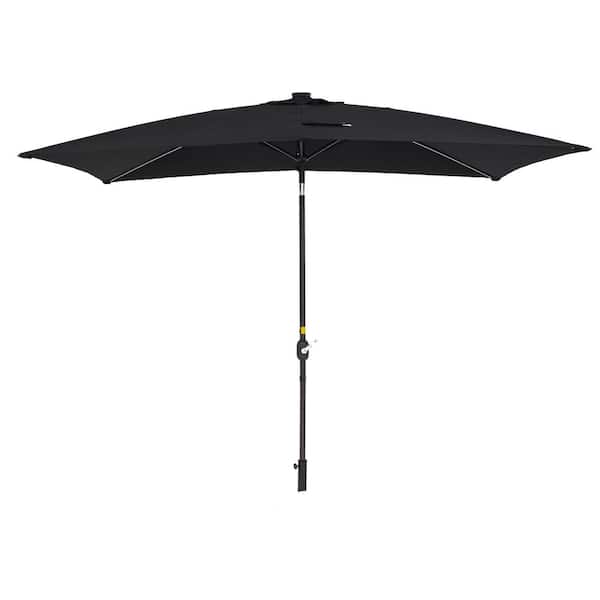 Unbranded 10 ft. x 7 ft. Aluminum Market Patio Umbrella with Frosted Tube in Black