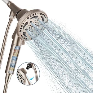 7-Spray Pattern 4.92 in. Wall Mount Handheld Shower Heads 1.8 GPM with Filter, Removable Shower hose in Brushed Nickel