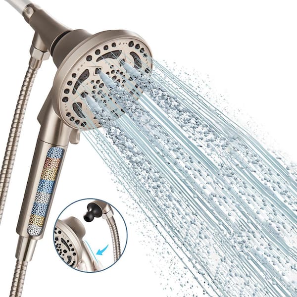 Heemli 7-Spray 4.92 in.Wall Mount Adjustable Filtered Handheld Shower Heads Removable Shower Hose 1.8 GPM in Brushed Nickel