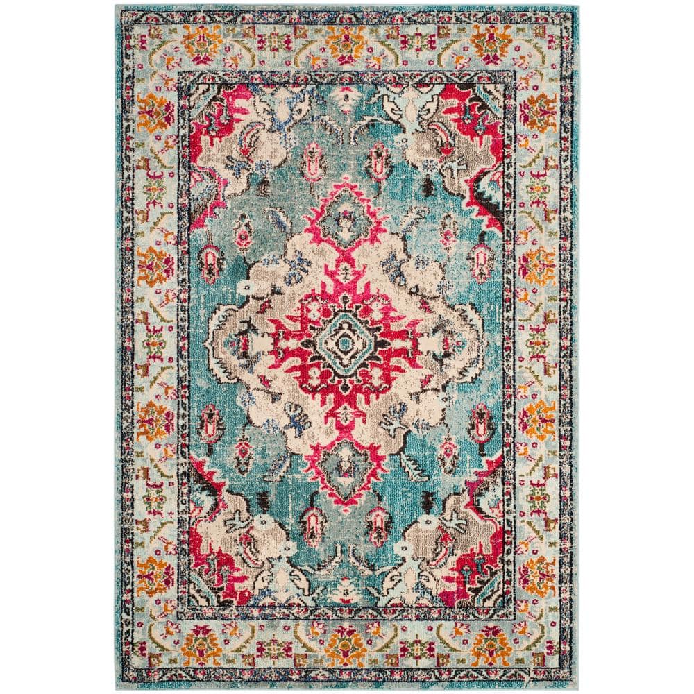 Monaco 4 ft. x 6 ft. Light Blue/Fuchsia Border Area Rug price history on PriceWatchPro