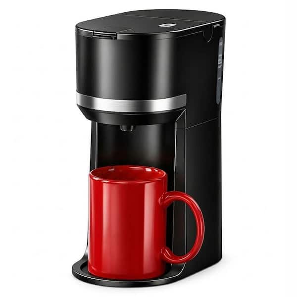 Single Serve BPA-Free Plastic Coffee Maker Fast Brew One Cup Machine for K Cup and Grounds 6 to 12 oz., Black