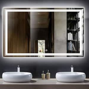 47 in. W x 32 in. H Extra Large Rectangular Frameless Defog Dimmable Wall LED Bathroom Vanity Mirror Horizontal Vertical