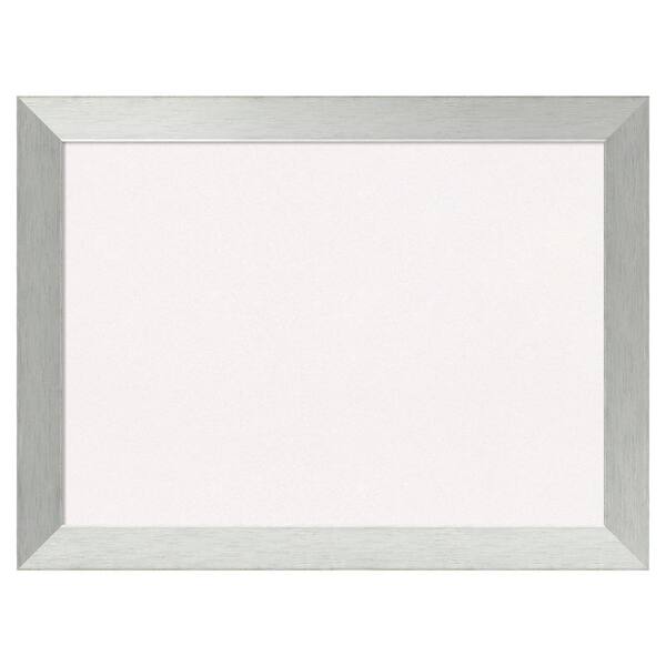 Amanti Art Brushed Sterling Silver Wood White Corkboard 32 in. x 24 in