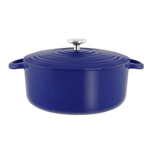 7 qt. Round Enameled Cast Iron Dutch Oven in Cobalt Blue with Lid