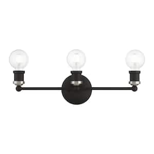 Beckford 20.25 in. 3-Light Black ADA Vanity Light with Brushed Nickel Accents