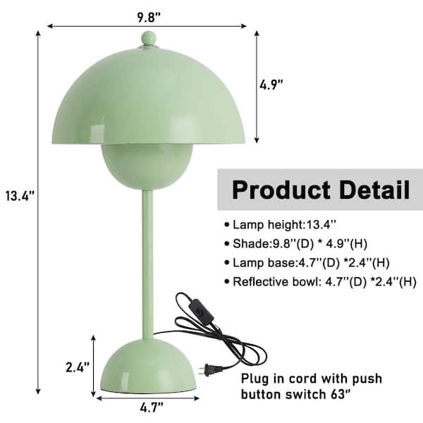SUNLLOK 13.4 in. Green Vintage 1-Light Metal Flowerpot Table SUNLLOK 13.4 in. Green Vintage 1-Light Metal Flowerpot Table