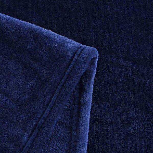Tommy Hilfiger TH Solid Marine Blue Twin Plush Fleece Blanket 