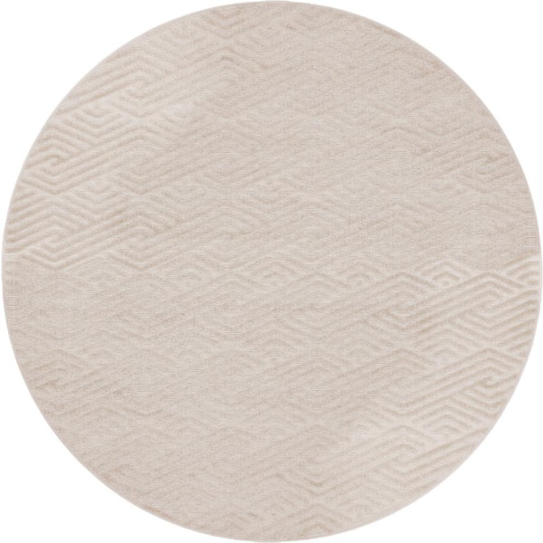 Unique Loom Sabrina Soto Beige 8 ft. x 8 ft. Hudson Indoor/Outdoor Round Area Rug