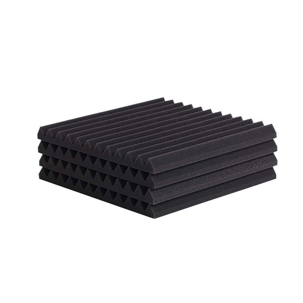 Wellco 1 ft. x 1 ft. x 2 in. Sound Absorbing Panels Black Echo Noise ...