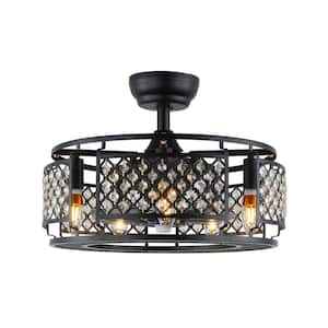 18.8 in. Indoor Black Caged Ceiling Fan Modern Chandelier with Remote Control