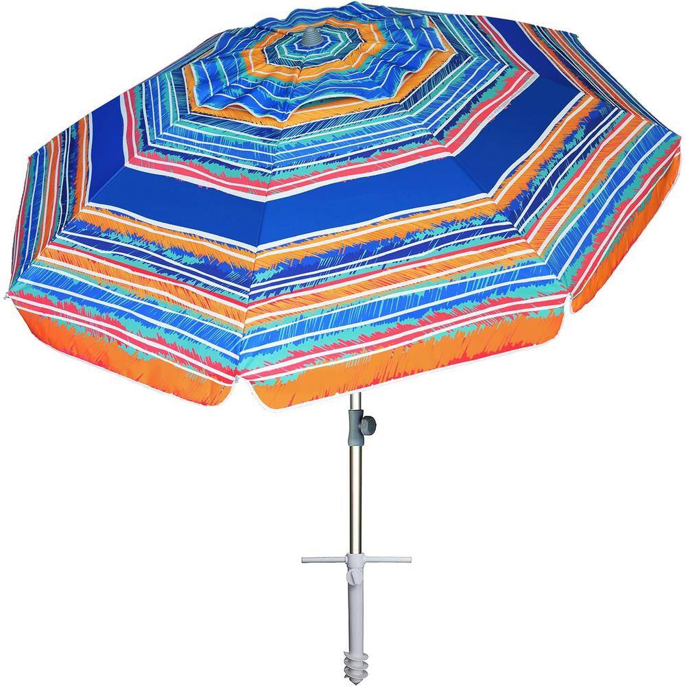 7 ft. Aluminum Pole Push Button Tilt Beach Umbrella with Sand Anchor and Ca
