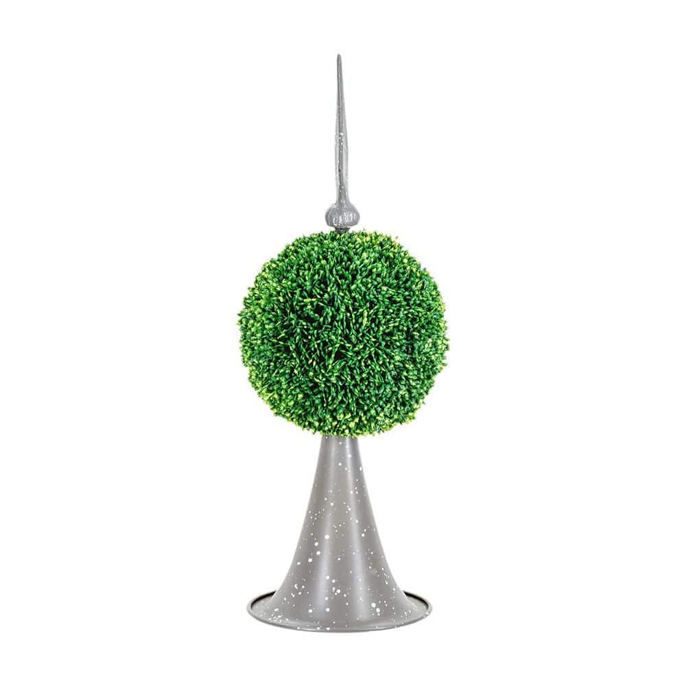 17 in. Indoor Artificial Boxwood Topiary Sphere on Modern Metal Spire price history on PriceWatchPro