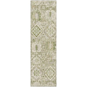 Mayfield Premium Machine Washable Abstract AMF1998 Fern 2 ft. x 7 ft. Runner Rug