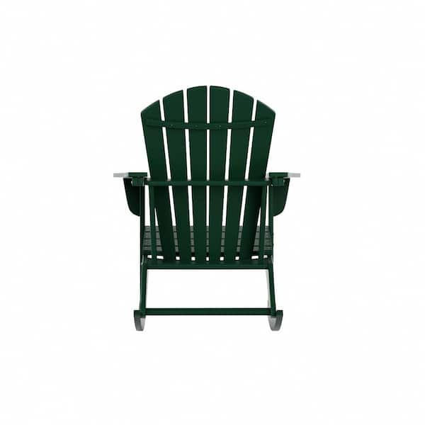 WestinTrends Malibu Outdoor Rocking Chair Set of 2, All Weather Poly Lumber  Adirondack Rocker Chair with High Back, 350 Lbs Support Patio Rocking Chair  for Porch Deck Garden Lawn, Dark Green 