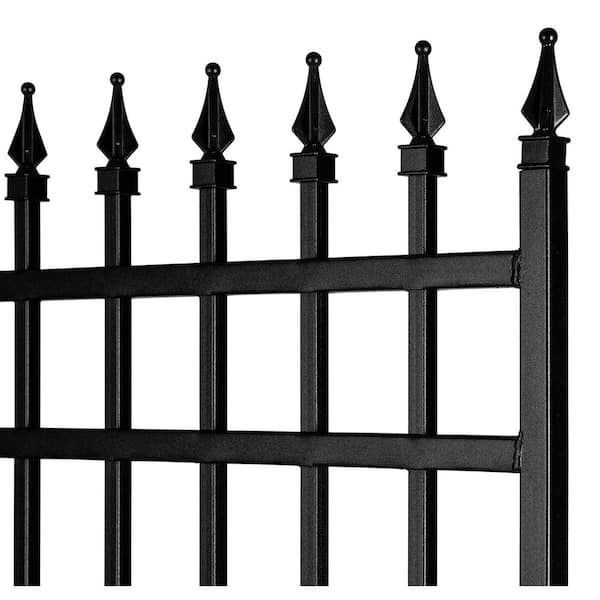 NUVO IRON 3.75 ft. x 5.67 ft. Tiger Eye Profile Black Iron Center Point Fence Gate