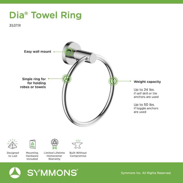 Symmons 353TR Dia Wall-Mounted Towel Ring in Polished Chrome