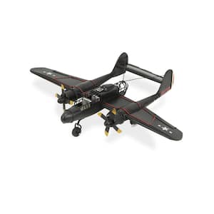 Metal Black and Red Hand Painted P-61 Black Widow Airplane Model Sculpture