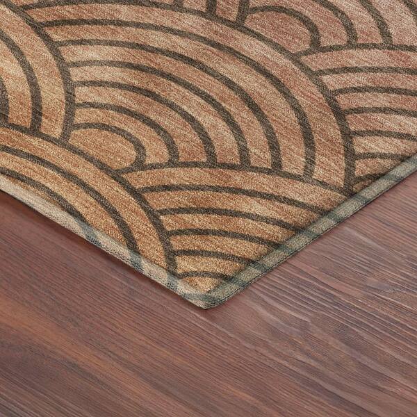 Mayfield Premium Machine Washable Abstract AMF2414 Chocolate 5 ft. x 7 ft. 6 in. Area Rug
