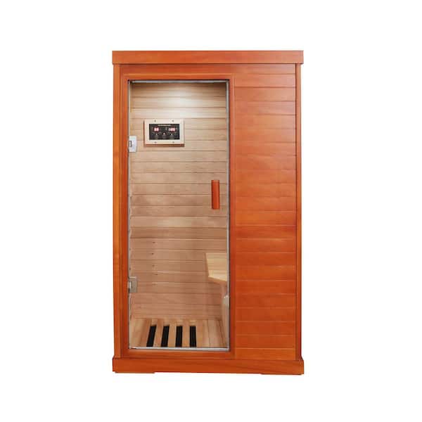 1-Person 5 Far-Infrared Carbon Crystal Heaters Sauna with Bluetooth Music Player, Ambient Light and Sole Control
