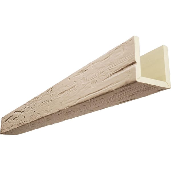 Ekena Millwork 6 in. x 4 in. x 16 ft. 3-Sided (U-Beam) Hand Hewn Ready for Paint Faux Wood Ceiling Beam