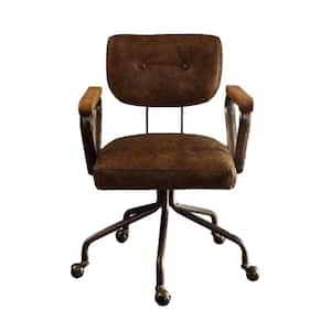 Brown Leather Office Chair with Vintage Whiskey Top Grain Leather