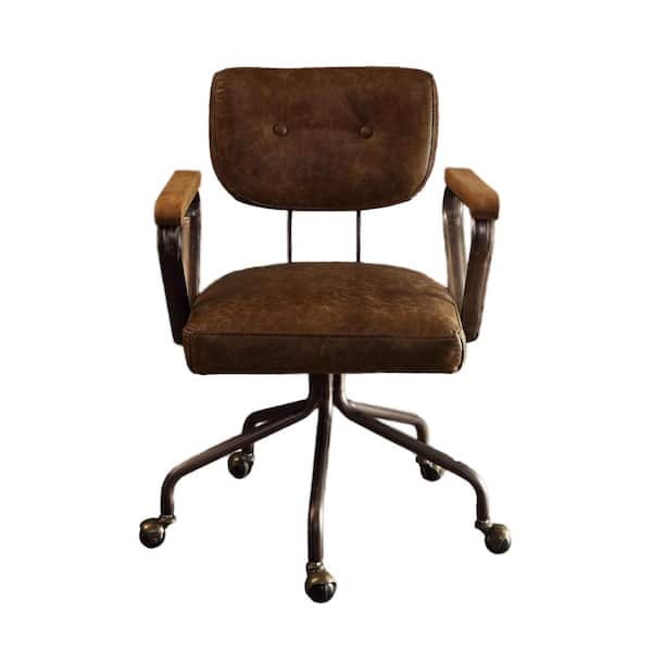 Brown Leather Office Chair with Vintage Whiskey Top Grain Leather  LKL-412-L2 - The Home Depot