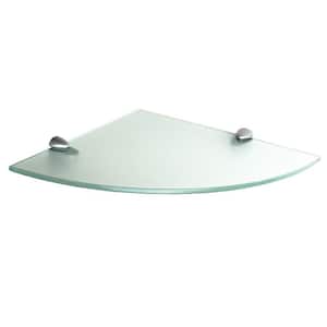 10 in. L x 0.37 in. H x 10 in. W Floating Wall Mount Frosted Tempered Glass Floating Corner Shelf with Chrome Brackets