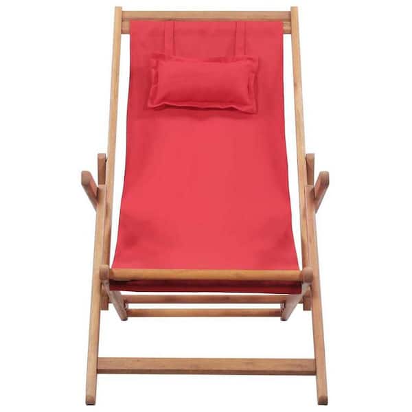 cenadinz Wood Folding Beach Chair, Red