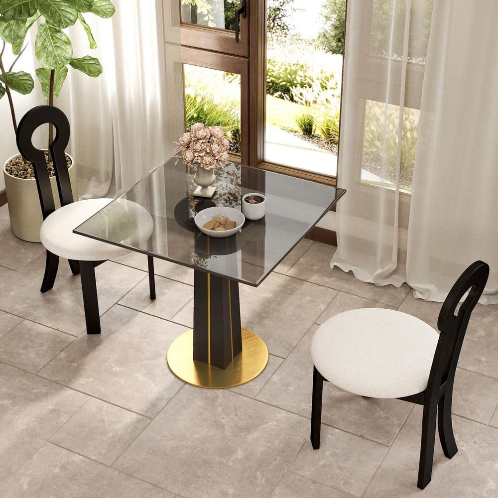 Magic Home 33 in. Square Tempered Glass Tabletop with Solid Wood