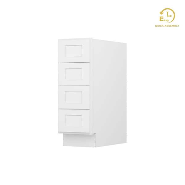 Easy-DIY 12 in. W x 24 in. D x 34.5 in. H Ready to Assemble Drawer Base Kitchen Cabinet in Shaker White with 4-Drawers
