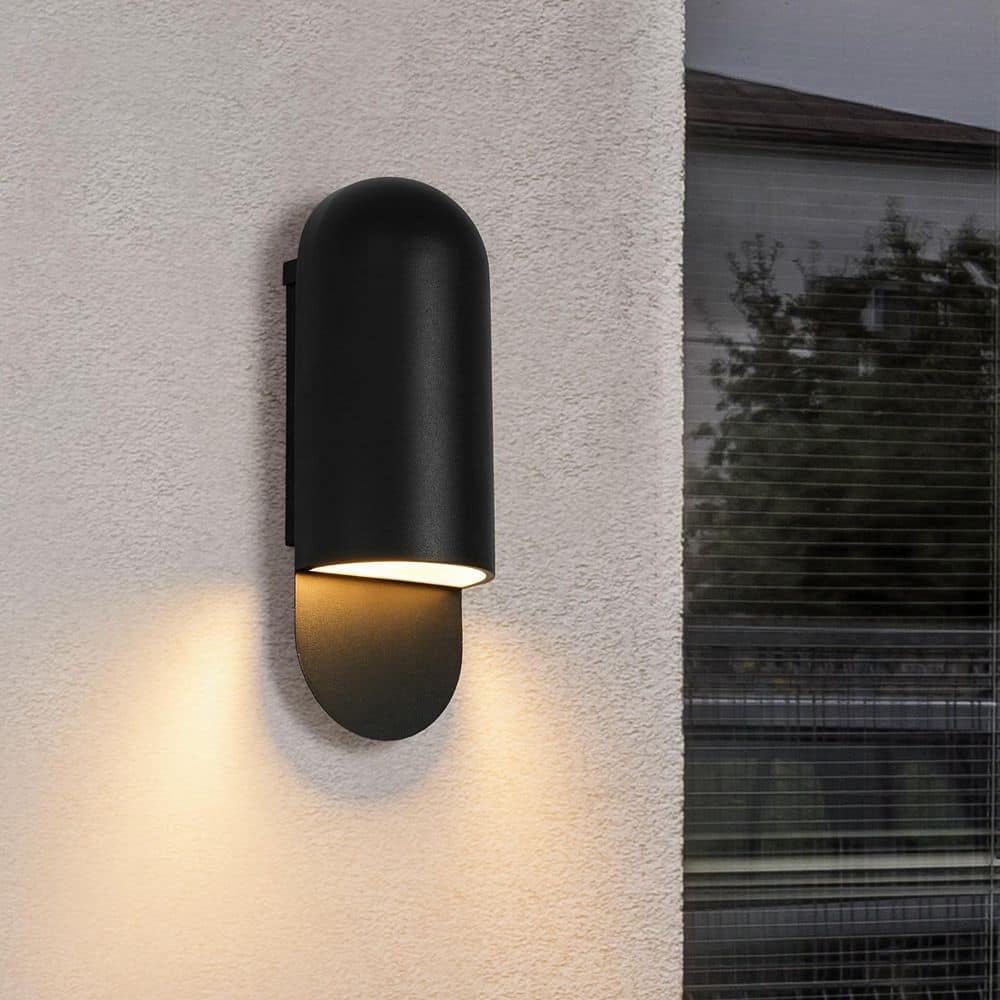 Axiom 14.3 in. H Carbon Matte Black Dimmable Capsule Design Outdoor Wall Sconce, IP54 price history on PriceWatchPro