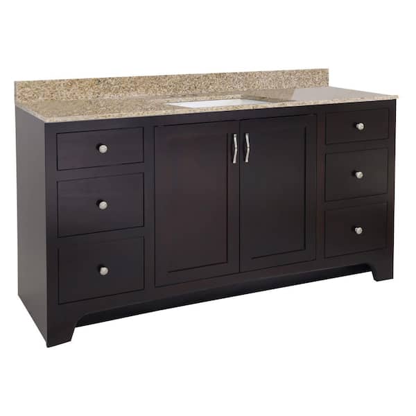 Design House 48 in. x 21 in. x 33.5 in. Bath Vanity in Espresso w/ Golden Sand Granite Vanity Top w/ Rectangle Basin in White