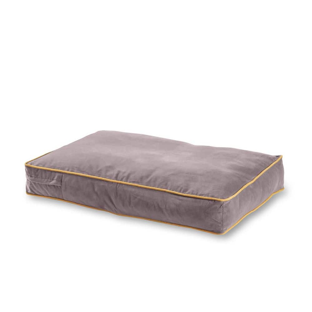 Small Smoke Gray Microfiber Rectangle Dog Bed