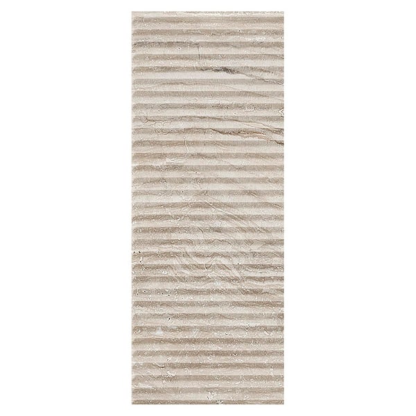 Spanish Marmol Deco Natural 4 in. x 12 in. 3D Textured Travertine Look Porcelain Wall Tile Sample
