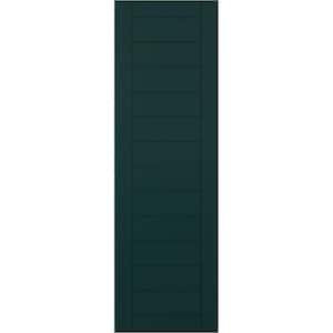 15 in. x 25 in. PVC Horizontal Slat Framed Modern Style Fixed Mount Board and Batten Shutters Pair in Thermal Green