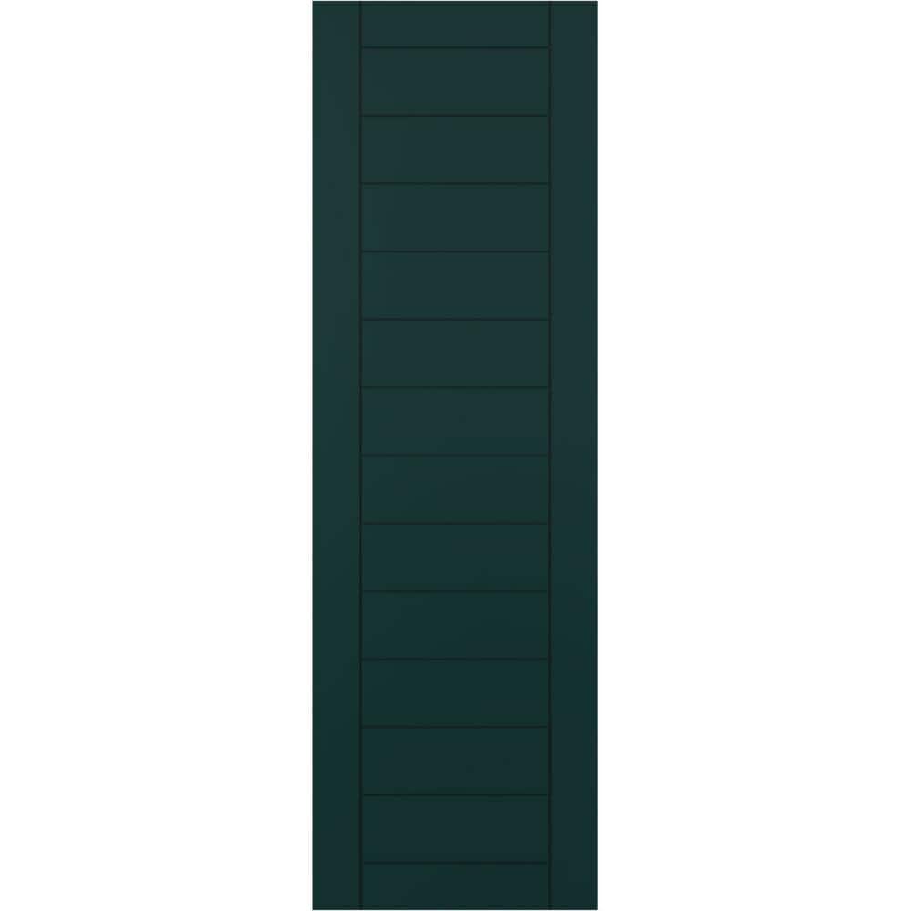 15 in. x 48 in. PVC Horizontal Slat Framed Modern Style Fixed Mount Board and Batten Shutters Pair in Thermal Green price history on PriceWatchPro