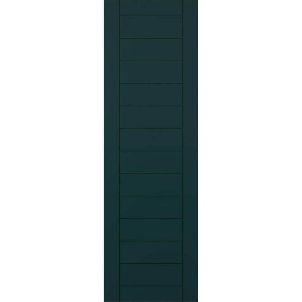 15 in. x 55 in. PVC Horizontal Slat Framed Modern Style Fixed Mount Board and Batten Shutters Pair in Thermal Green price history on PriceWatchPro